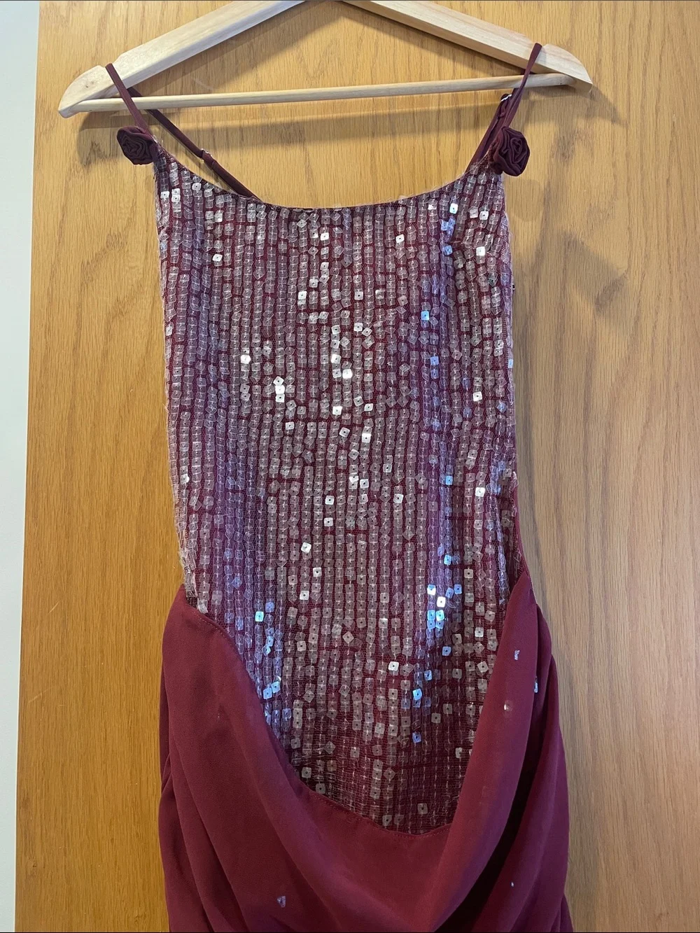 White Fox Burgundy Sequin Mini Dress - Picture 4 of 5